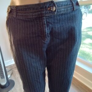 Cato Plus Size 18W Striped Dark Denim Blue Jean Capris